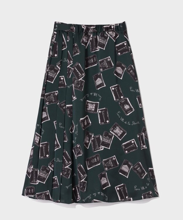 GRACE CONTINENTAL トランププリントラップスカート ブラック