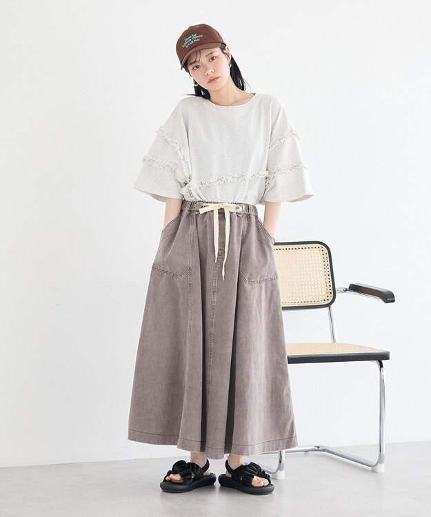 earth music&ecology デニムフレアスカート Brown