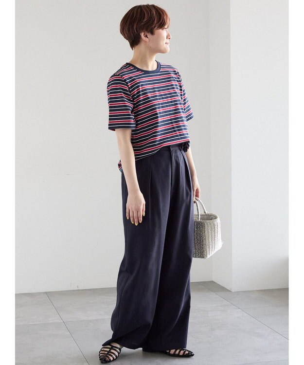 Te chichi レーヨンリネンストレートパンツ ネイビー