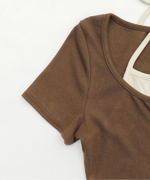 WEGO フロントレースアップレイヤードT ブラウン