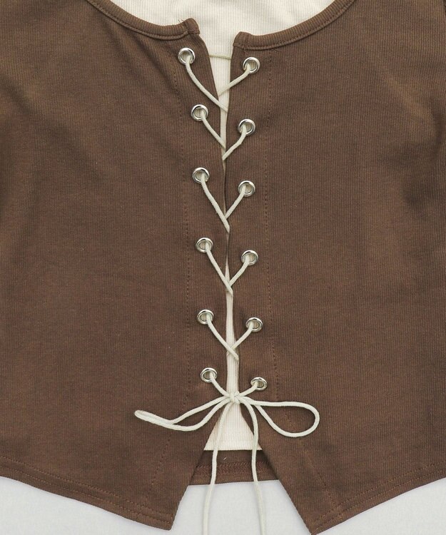 WEGO フロントレースアップレイヤードT ブラウン