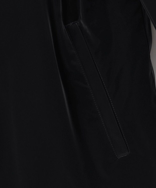 ICB 【リバーシブル着用可能】 ラミネートパイルキルト ミドル丈コート チャコール系