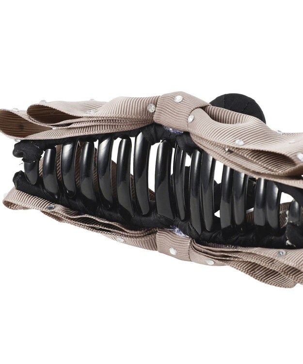 Maison de FLEUR ビジューグログランリボンバンスクリップ Brown