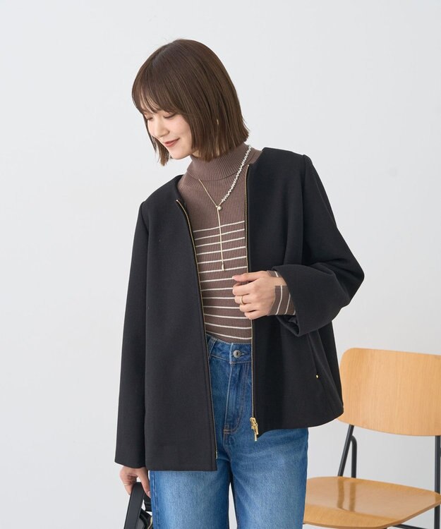 earth music&ecology 【フード取り外し可】2WAYフードコート Black