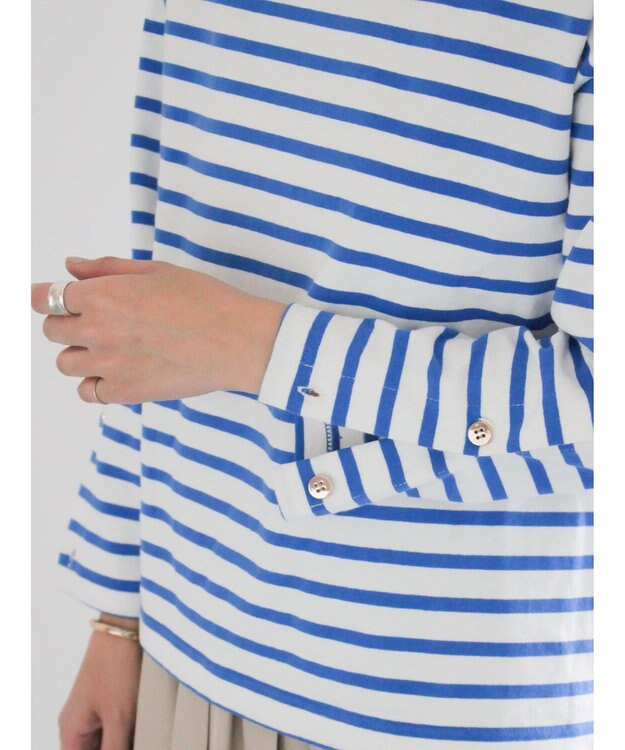 Te chichi ショルダー釦ボーダーカットソー ブルー