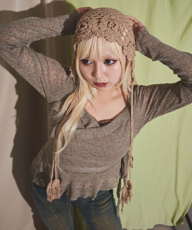 WEGO キャミレイヤードフリルデザインTOP ブラウン