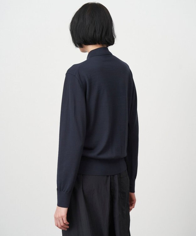 ATON WOOSTED WOOL | ポロカーディガン NAVY