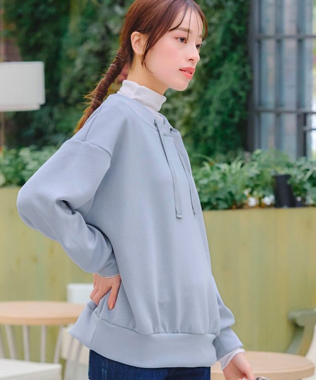 Tiaclasse 【洗える】フード風ダイバートップス ブルー