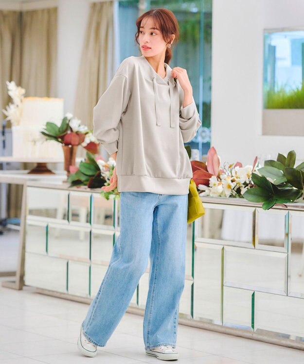 Tiaclasse 【洗える】フード風ダイバートップス グレージュ