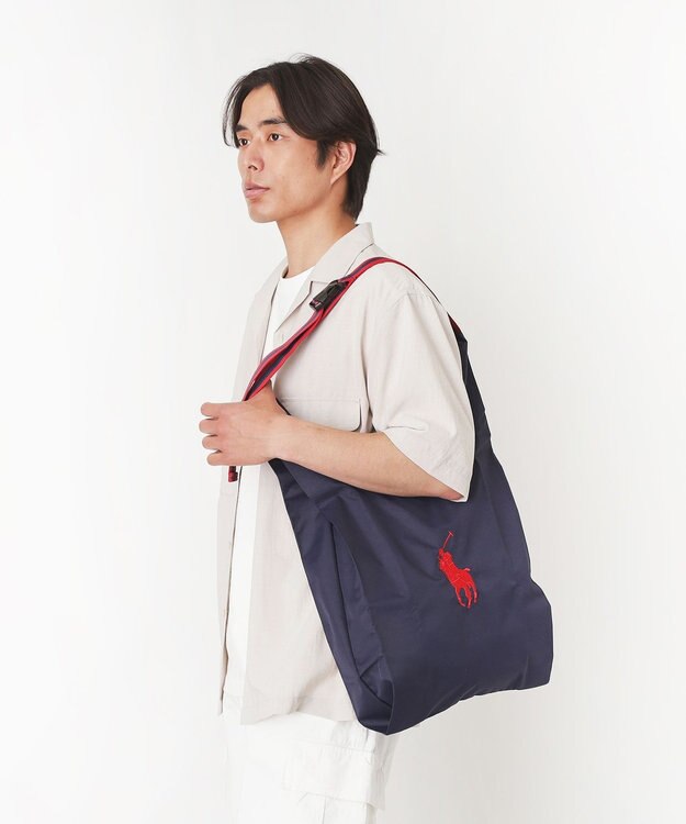 MOONBAT 【2WAY/ベルト付】POLO RALPH LAUREN ポロポニー刺繍 ベルト付レインバッグ ネイビーブルー