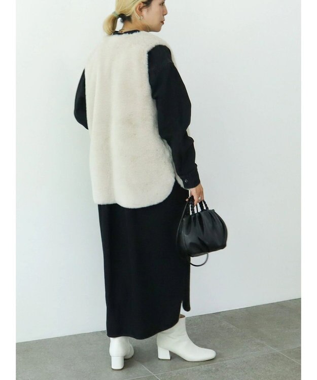 AMERICAN HOLIC 丈違いフェイクファーベスト Gray Beige