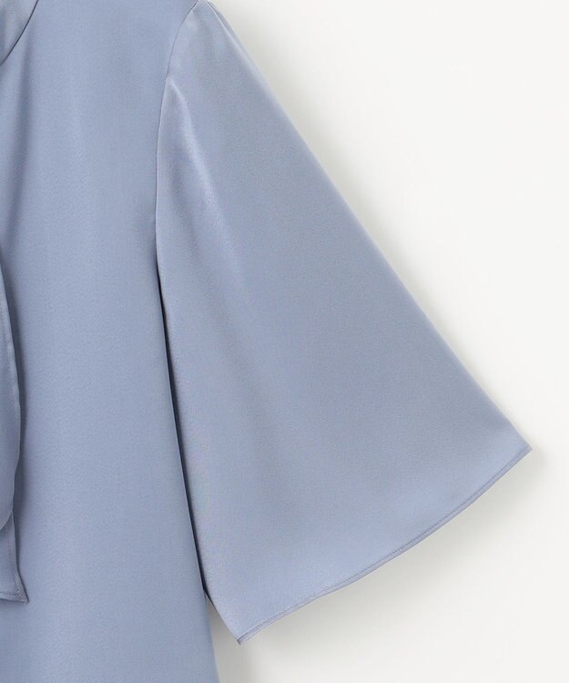 ANY SIS 【洗える】トロミサテンボウ ブラウス ダスティブルー