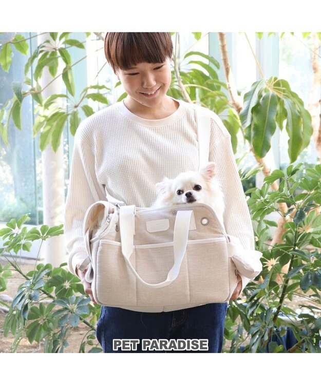 PET PARADISE ペットパラダイス 四角 キャリーバッグ  超小型犬  パイピング ベージュ