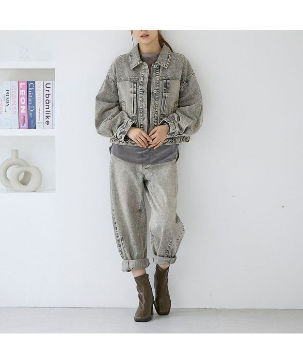 MODE ET JACOMO <carino>スクエアトゥブロックヒールブーツ カーキ