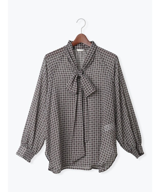 Te chichi パターンアソートシフォンボウタイブラウス《2025Autumn catalog vol.2 item》 チャコールグレー