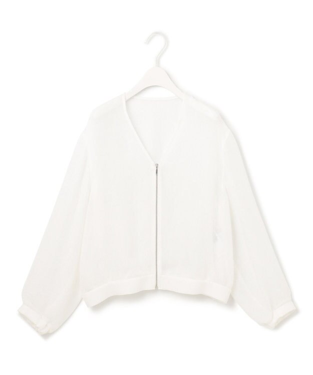 ICB L 【洗える】Ta/Peメッシュ ブルゾン オフホワイト系