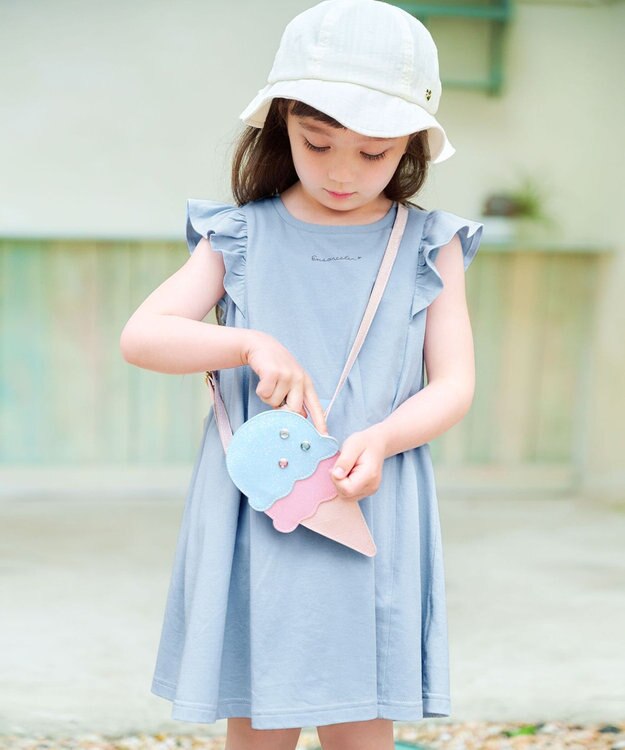 ANY KIDS ひんやりクール カットソーワンピース サックスブルー