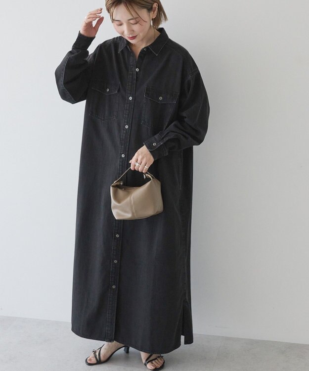 AMERICAN HOLIC デニムシャツワンピース Black
