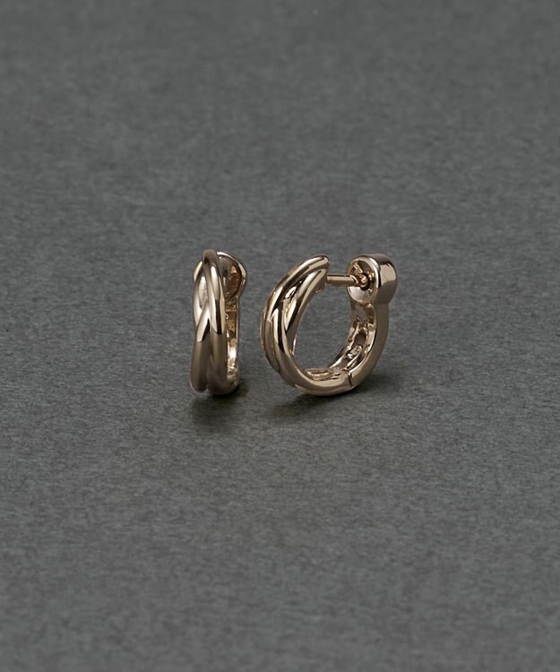 Phoebe 〈金属アレルギー対応〉ラインフープワンタッチピアス　シャンパンゴールド/ニッケルフリー シャンパンゴールド