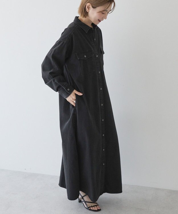 AMERICAN HOLIC デニムシャツワンピース Black