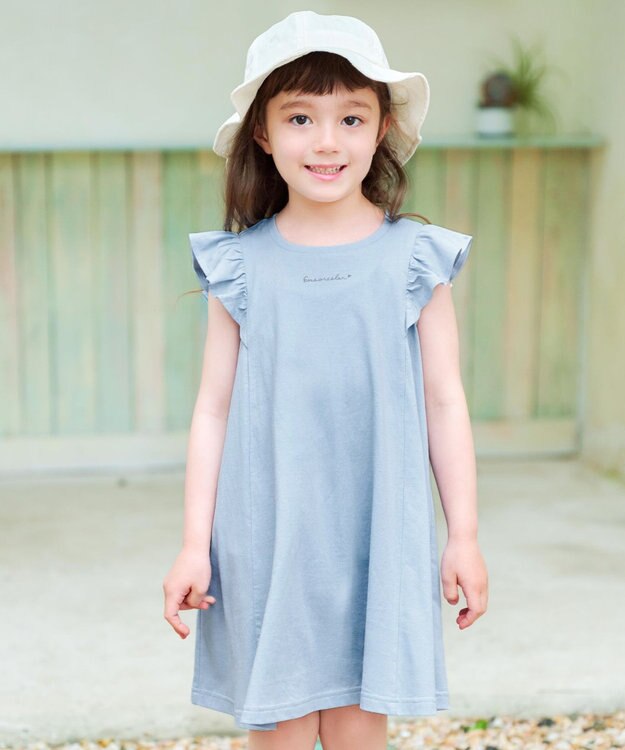 ANY KIDS ひんやりクール カットソーワンピース サックスブルー