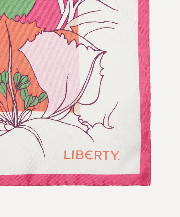 LIBERTY. ユースタシア 45x45 シルク スカーフ ピンク