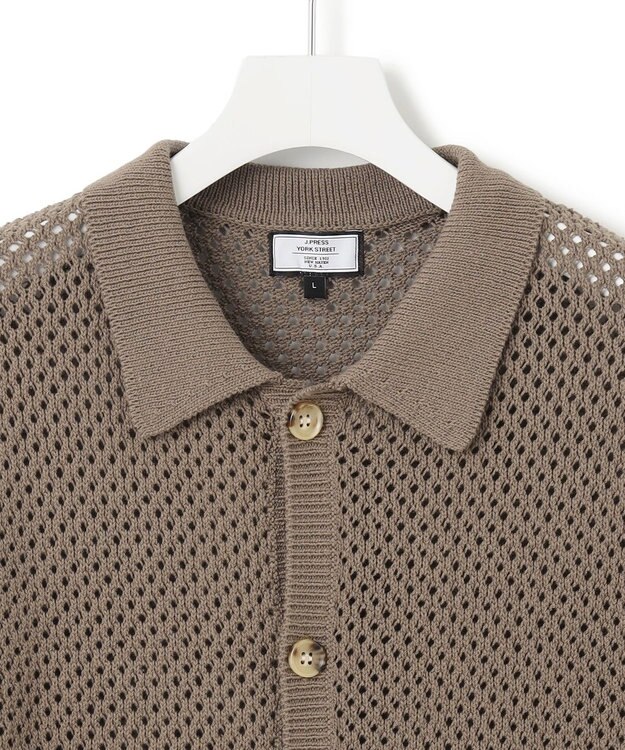 J.PRESS YORK STREET 【UNISEX】テープヤーンメッシュ カーディガン ライトグレー系