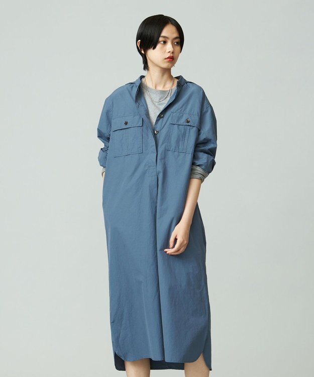 J.PRESS YORK STREET 【WOMEN】ミリタリーシャツワンピース ダルブルー系