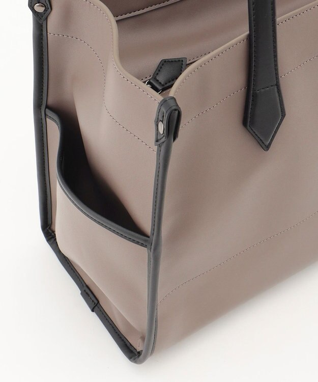 Y'SACCS リサイクルレザー　バインダーA4トートバッグ グレージュ×ブラック