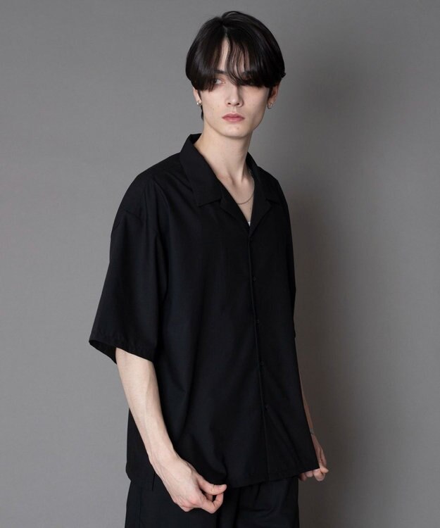 WEGO 【セットアップ対応】TRオープンカラーシャツ（SS） ブラック