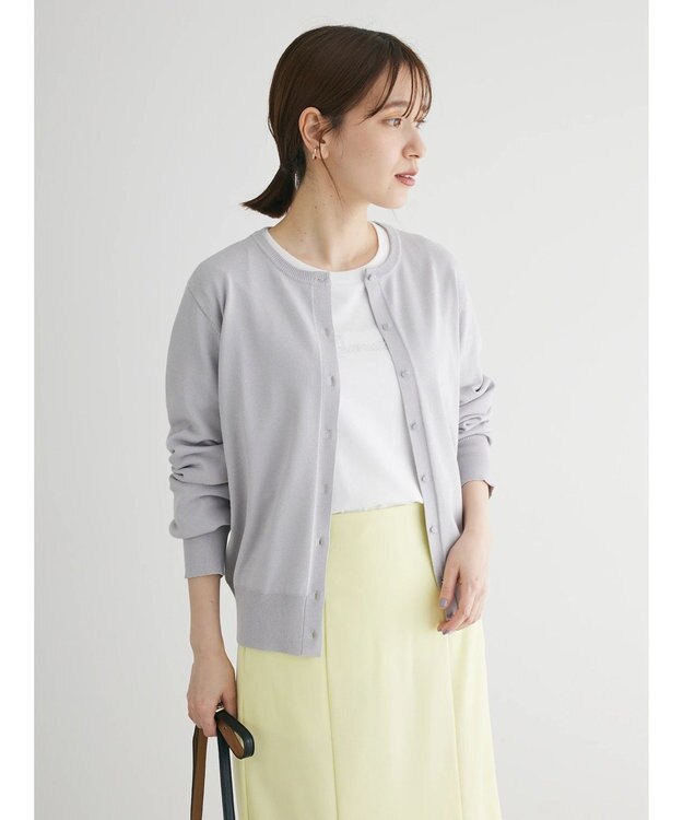 Green Parks 洗える　クルーネックカーディガン Light Gray