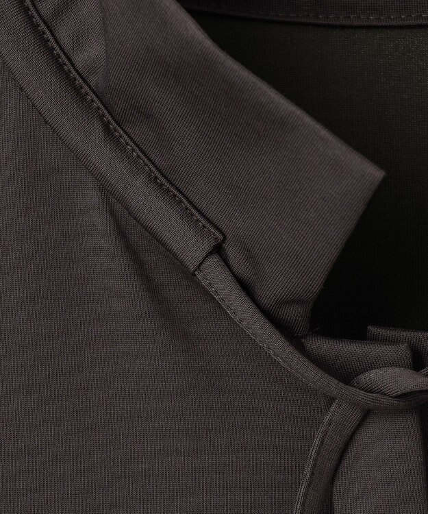 ICB 【洗える】ブラウスライクジャージー ボウタイデザインカットソー バーントブラウン系