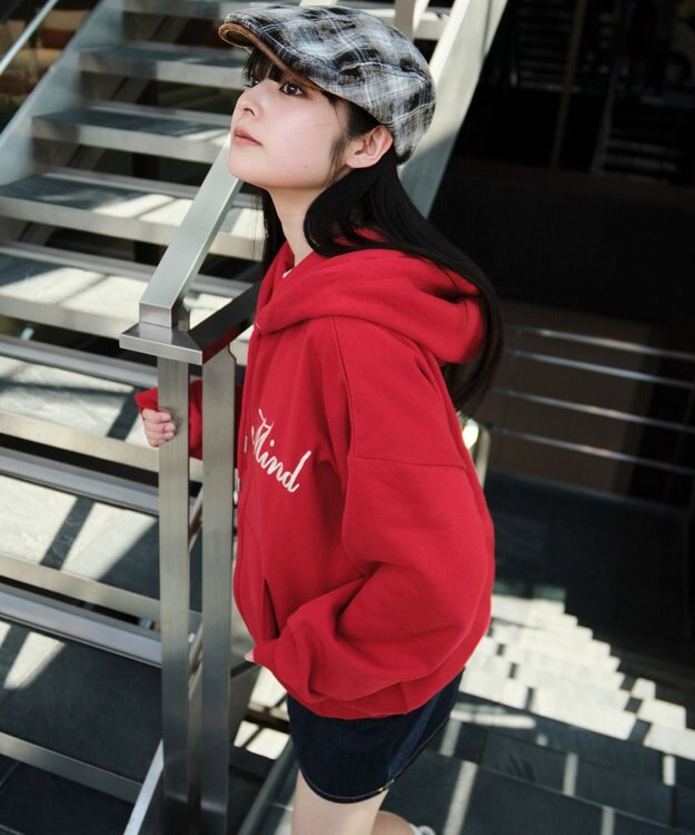 WEGO 【25年秋冬新作/ユニセックス着用ITEM/SMLサイズ展開】グラフィックロゴダブルZIPパーカー レッド