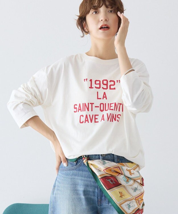 AMERICAN HOLIC カレッジロゴロングTシャツ Off White
