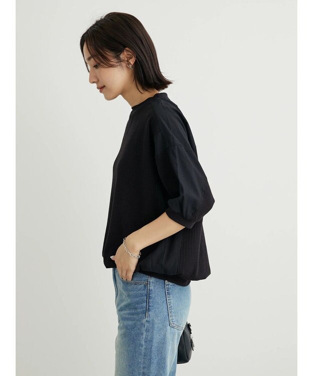 Green Parks ワッフル布帛ドッキングプルオーバー２ Black