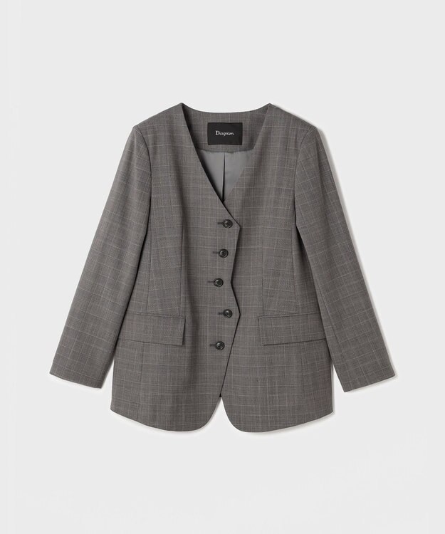 GRACE CONTINENTAL デザインフロントジャケット グレンチェック