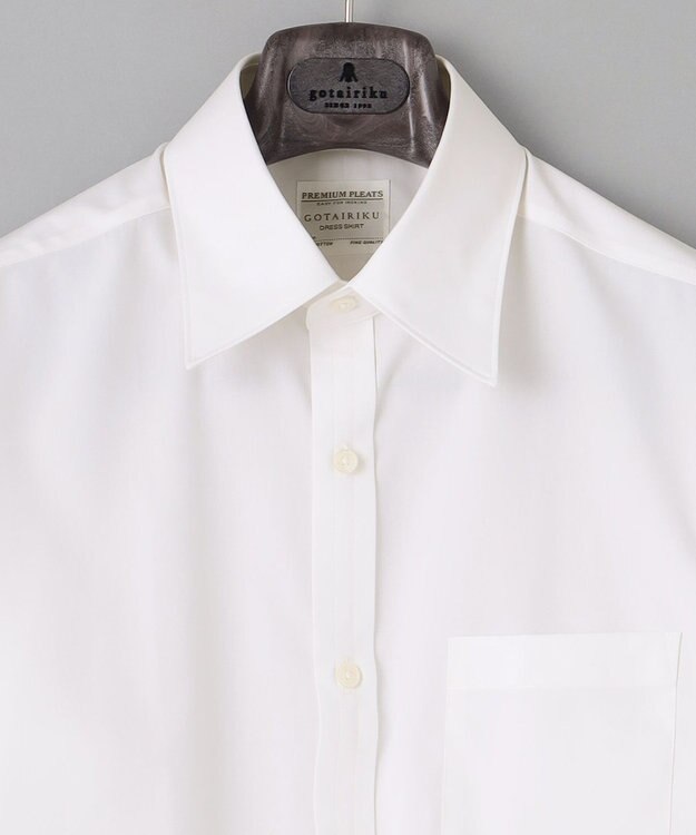 GOTAIRIKU 【形態安定/コンバーチブルカフス仕様】PREMIUMPLEATS_レギュラーカラー 通年ドレスシャツ ホワイト系