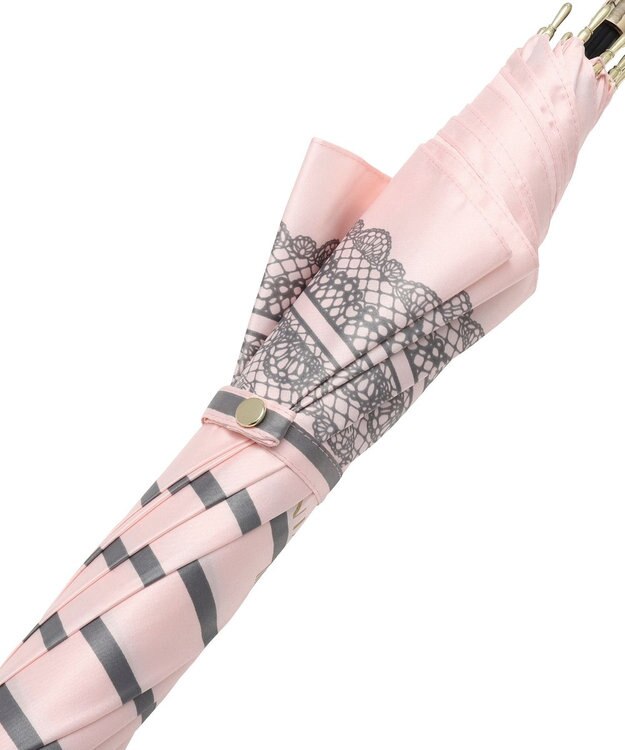 MOONBAT 【雨傘】ランバン　オン　ブルー (LANVIN en Bleu) ボーダー レース 長傘 ピンク