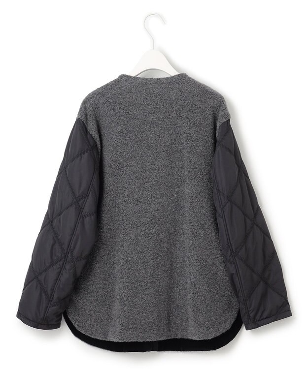 ICB 【リバーシブル着用可能】 ラミネートパイルキルト ミドル丈コート チャコール系