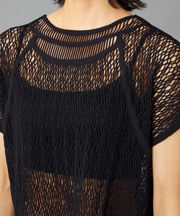 Chacott 【ノーソーイングニット】ランダムメッシュニットTシャツ ブラック