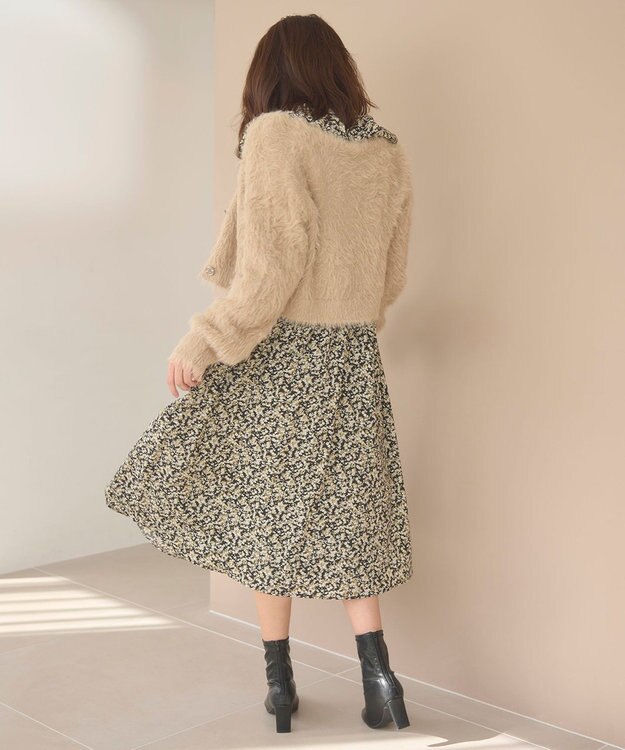 Feroux 【洗える】シャギーショート カーディガン ベージュ系