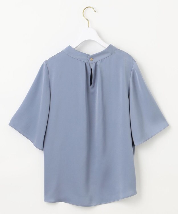 ANY SIS L 【洗える】トロミサテンボウ ブラウス ダスティブルー