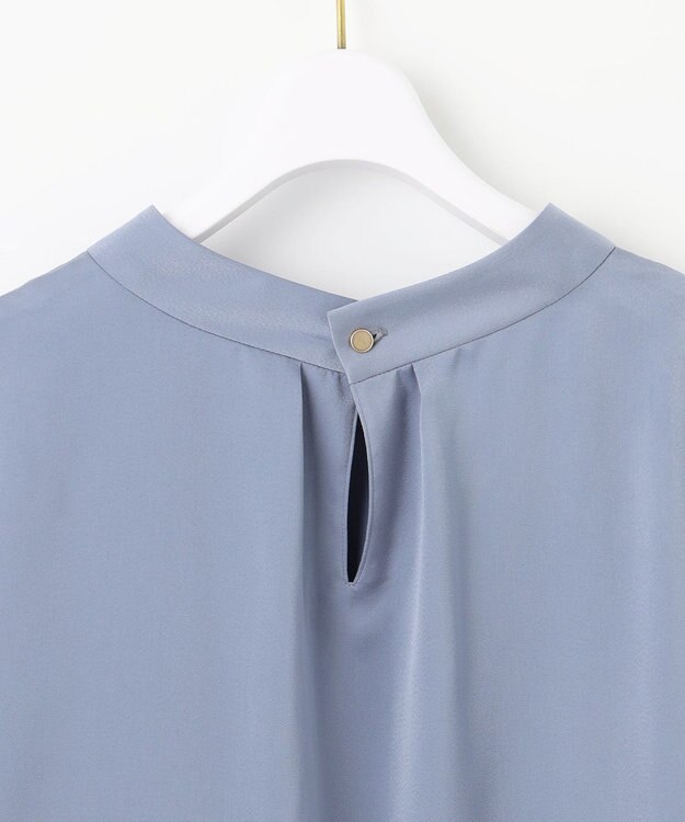 ANY SIS L 【洗える】トロミサテンボウ ブラウス ダスティブルー