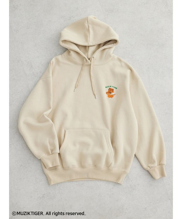 Green Parks ムジークタイガー／裏起毛刺しゅうフーディー Beige
