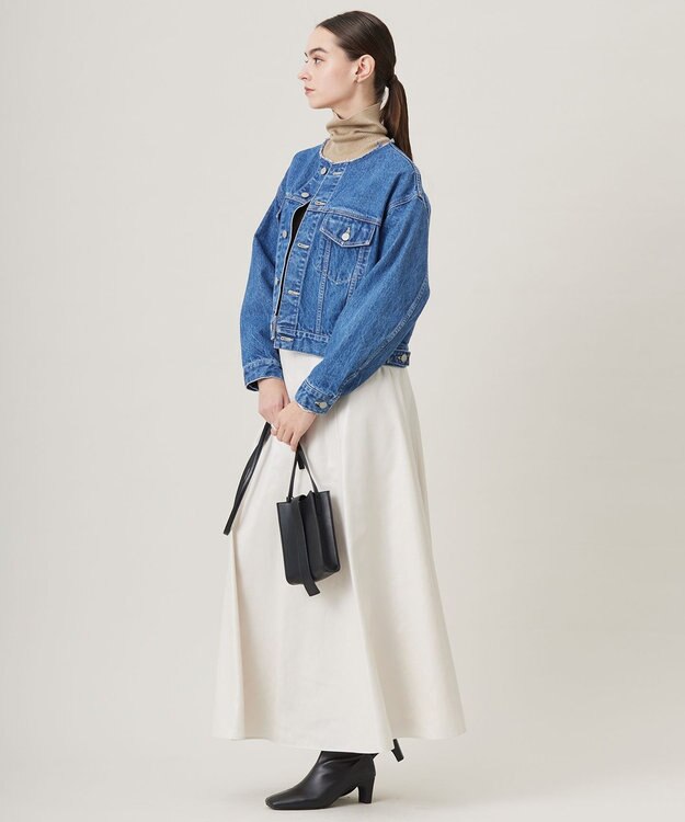 ICB L 【洗える】サテンワックスヴィンテージ フレアスカート トープ系