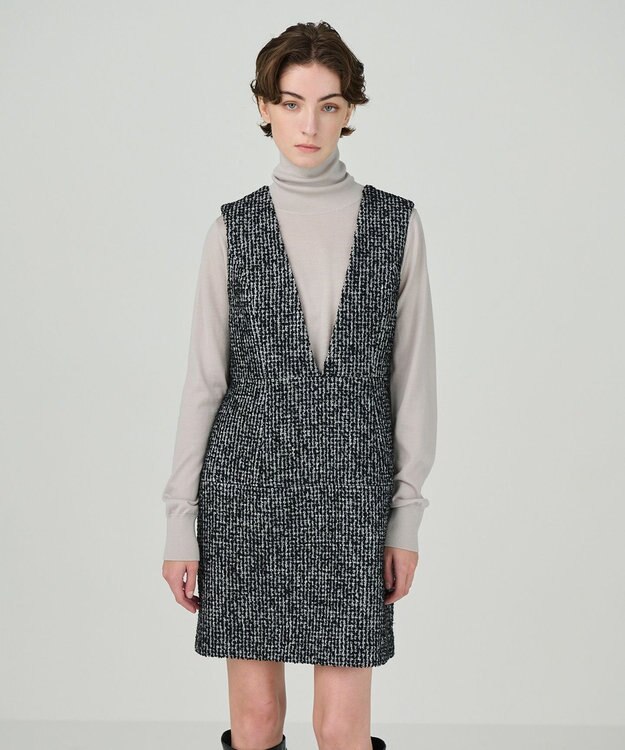 GRACE CONTINENTAL ラメループツイードジャンパースカート ブラック