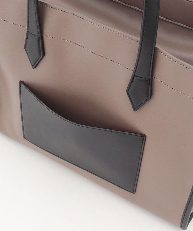 Y'SACCS リサイクルレザー　バインダーA4トートバッグ グレージュ×ブラック