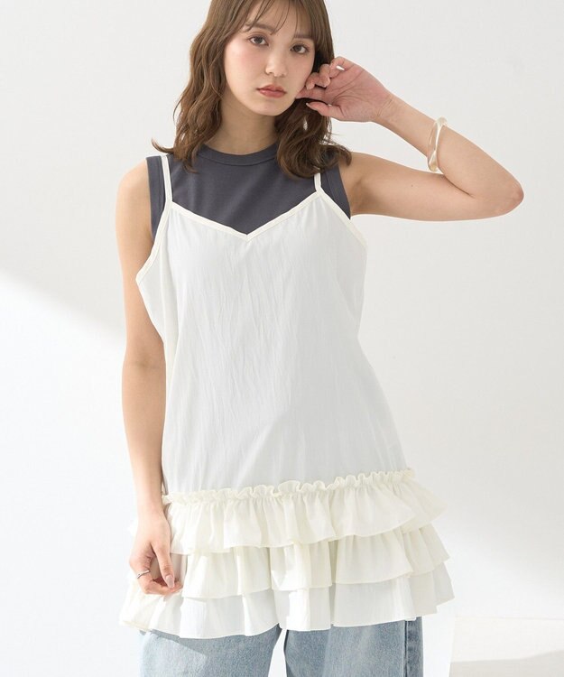 earth music&ecology 裾フリルキャミワンピース Off White