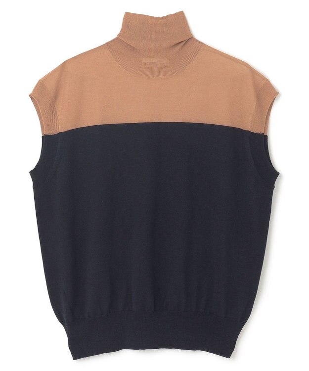 BEIGE， 【洗える】CARNOT / バイカラーニット Navy×Camel