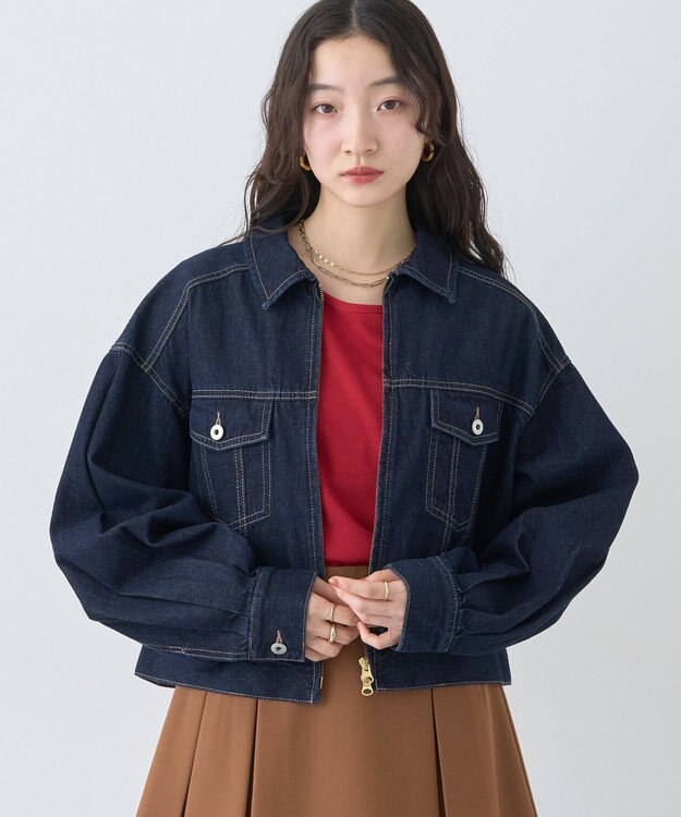 earth music&ecology ショートジップデニムジャケット Indigo
